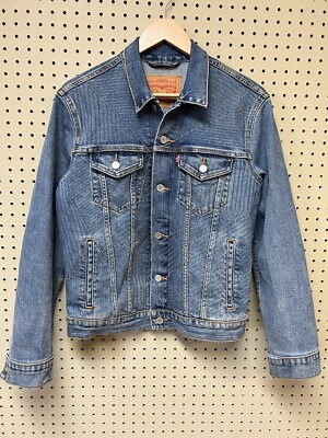 Mens Levi Small Zigzag Stitch Stretch Blue Denim Jean Jacket S | eBay