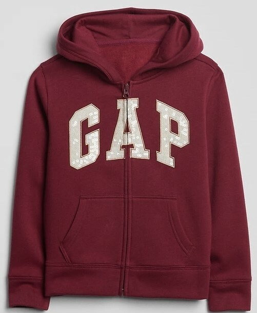 NEW NWT Girls GAP LOGO Hoodie Full Zipper Hooded Sweatshirt