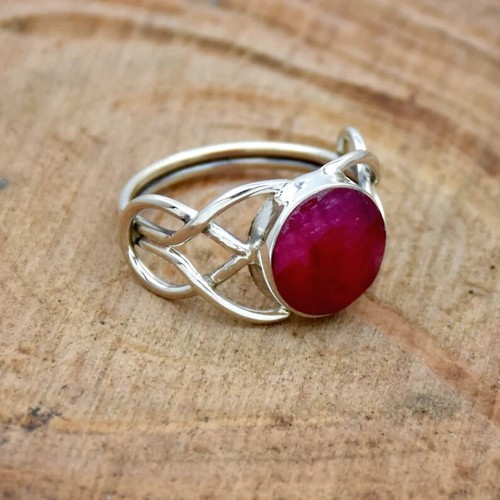 Kashmiri Raby / 925 Silver Ring / Handmade Ring / Statement Ring /All SZ SB-109 - Picture 4 of 4