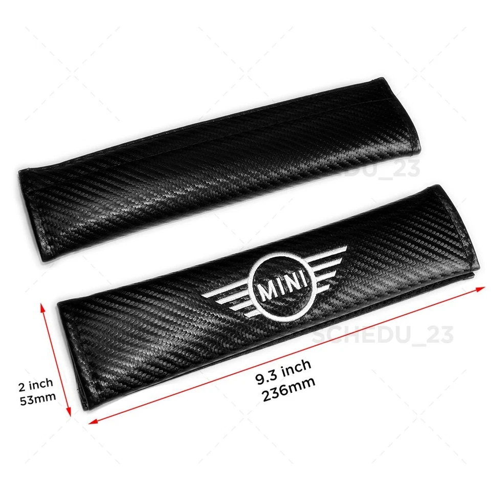 Funda de cinturón de seguridad de carbono para automóvil Correa para el hombro Cojín Almohadilla Arnés Ajuste Mini Foto 2 de 4
