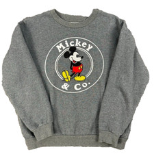 Disney Mickey & Co Sweatshirt Adult Medium Gray Crewneck Mickey Mouse Logo