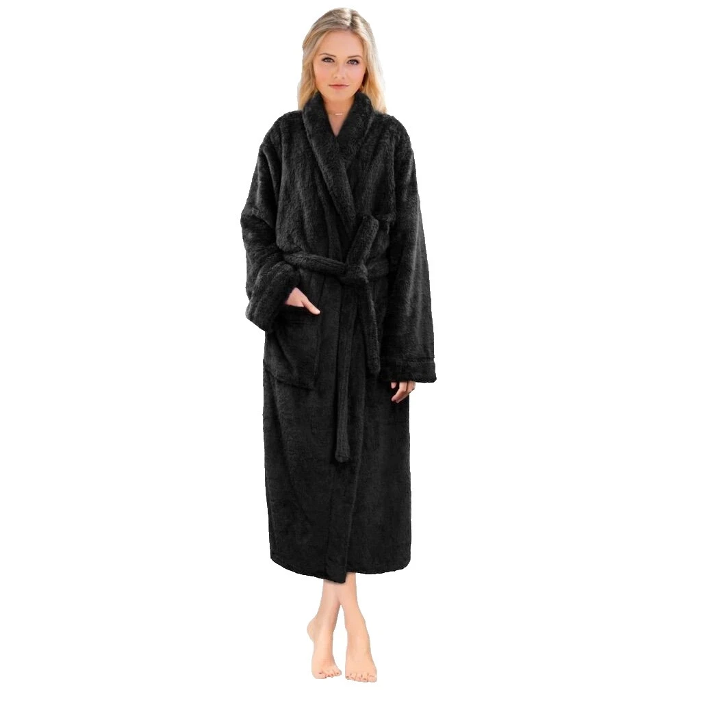 Batas Sólido Negro para Mujeres