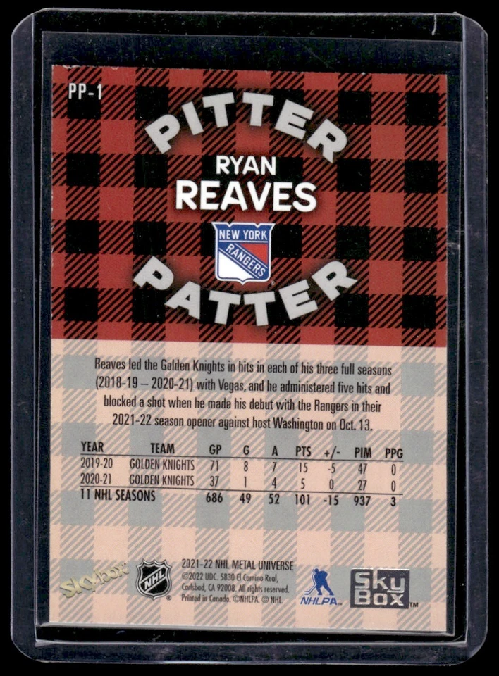 2021-22 Skybox Metal Universe Pitter Patter Ryan Reaves 98/99 #PP-1 New York - Image 2 of 2