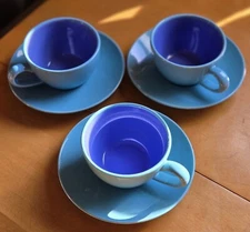 Lindt-Stymeist Colorways Set Of 3 Cups And Saucers Blue on Blue