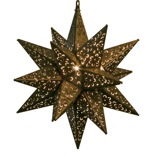 “As Is” 18 Inch Tin Star Light with Flower Cut – (#16) 30% Off!