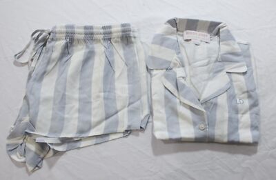 Birdy Grey Women's Short Sleeve Eddie Pajama Set AP2 Blue Stripe Large NWT
