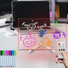Acrylic Dry Erase Board with Light up Stand 11.81" x 7.87" Clear White Board ...