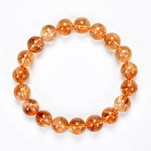 Natural Citrine Gemstone 8MM 10MM 7.5 inch Round Bracelet(S21) - Picture 2 of 3