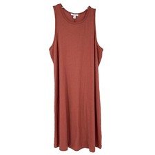 NINE WEST Ribbed Sleeveless Dress Terra Cotta Sienna Stretch Womens XL