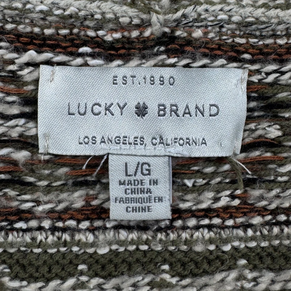Cárdigan suéter tribal Lucky Brand Southwestern beige verde para mujer grande Foto 3 de 4