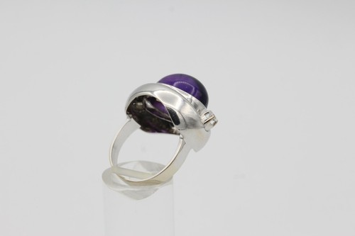Ring 585er Weißgold Damen mit 1 Amethyst & 2 Brillanten 11,88g - Picture 4 of 5