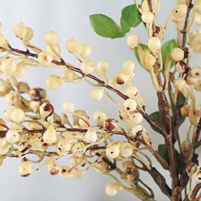 Spotted Cream Artificial Berry Twig Pick