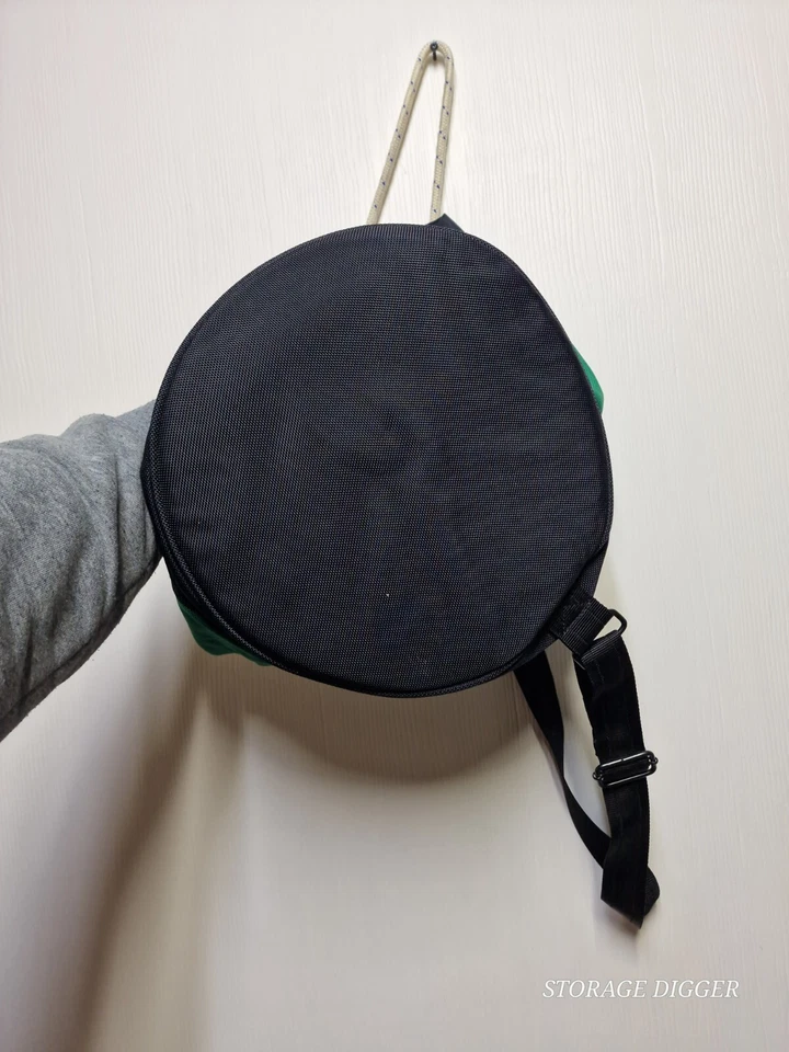 复古 Nautica Hunter 绿色/黑色厚棉帆布抽绳背包 — 第 4/4 张图片