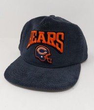 Vtg Chicago Bears New Era Corduroy Snapback Hat USA MADE Blue Adjustable Cap