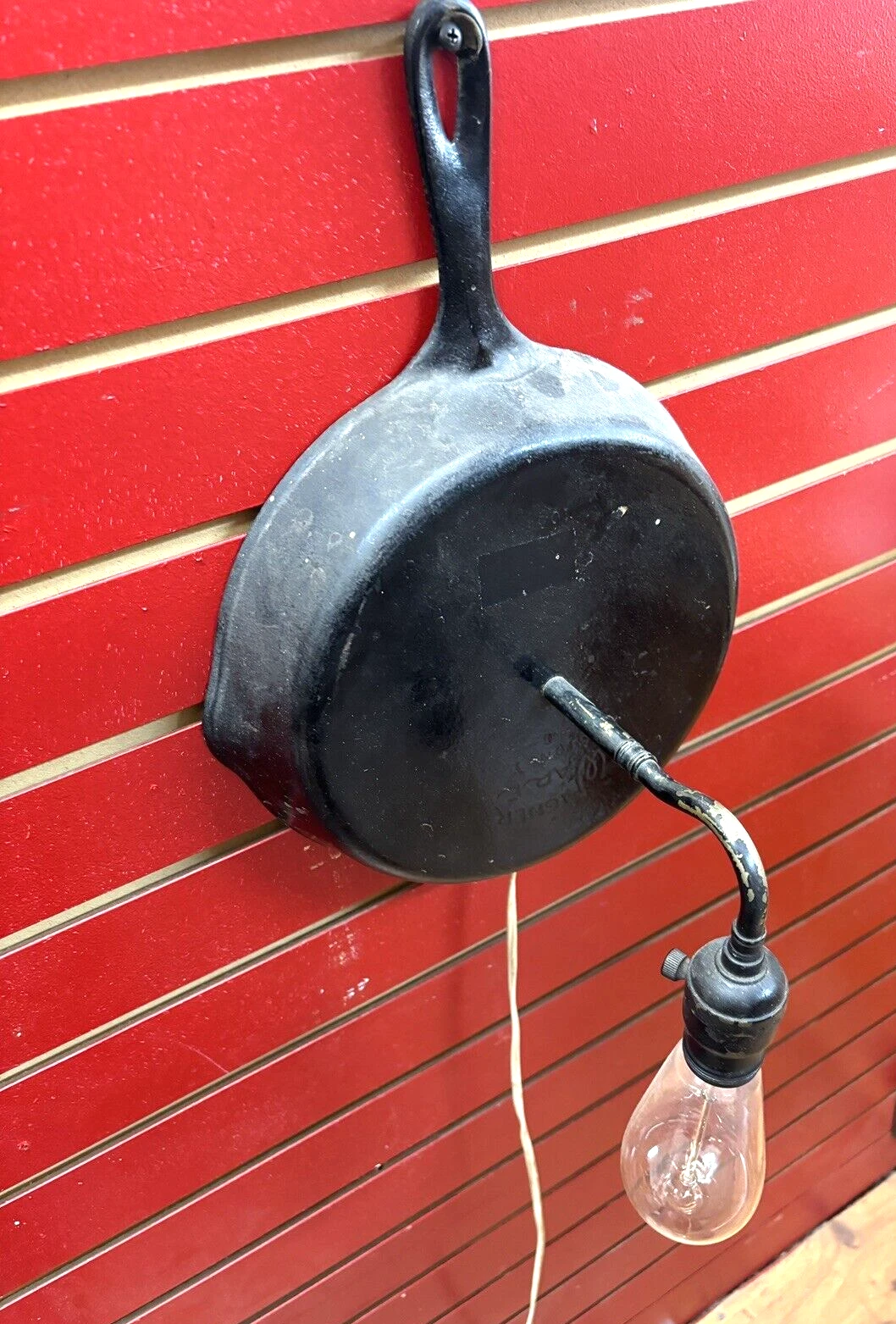 Wagner Ware Sidney -O - Cast Iron Skillet Fry Pan Lamp Light - for Cabin Lodge