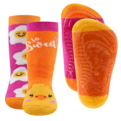 EWERS Stoppersocken ABS 2er Pack Küken/Spiegeleier Tiere Kinder Mädchen