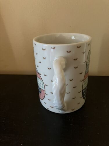 "Taza de café de cerámica japonesa de colección edredón de patchwork gato 3,75"" COMO NUEVA EN ESTADO" - Imagen 3 de 5