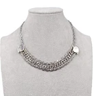 Vintage Heavy Chain Collar Necklace Silver tone Estate Costume Jewelry 16"