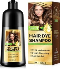 Light Brown Hair Dye Shampoo 3-in-1 – 500ml, Covers Grey, Natural & Vegan