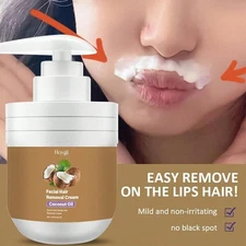 Facial Depilatory Cream, Coconut Facial Hair Removal Cream for Women for Uppe