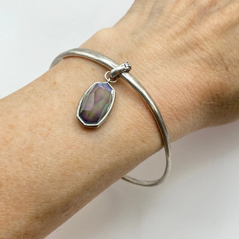 Винтажный браслет и браслет с брелоками KENDRA SCOTT посеребренный синий зеленый - 7 3/4 дюйма - Изображение 4 из 4