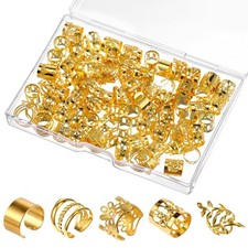100 Pcs Gold Dreadlock Beads Locs Accessories, Hair Jewelry Braids, Soft Meta...