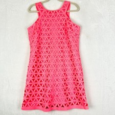 Lilly Pulitzer Mango Shift Dress Size Large Pink Sun Ray Daisy Lasercut Scuba 