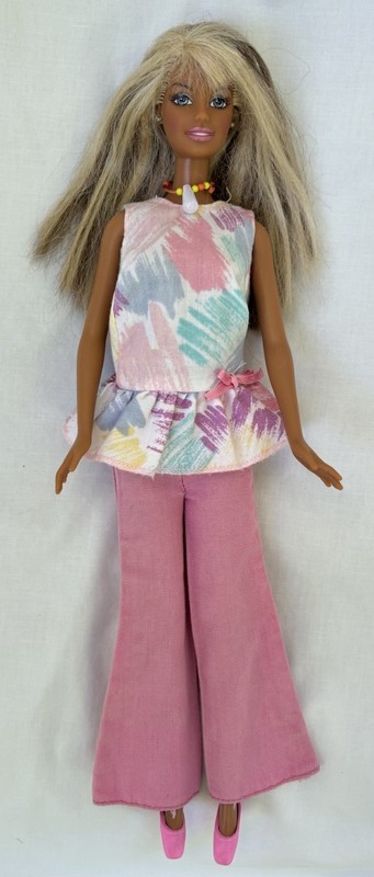 Vtg 1998 Blonde Barbie Pink Pants Top Shoes Jewelry ~ 1999 Body ~ Mattel