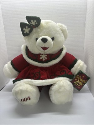 Vtg 2004 Dan Dee Snowflake Teddy Bear Christmas Plush Girl Red Dress Collector
