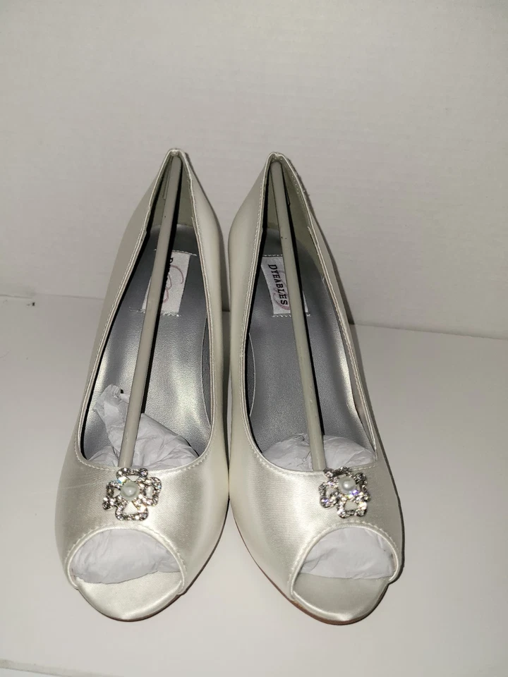 Красители женщин Minka на танкетке каблук туфли белый атлас размер 9 - Изображение 2 из 4