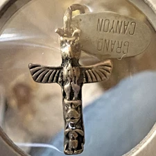 Vintage Sterling Silver 925 Totem Pole Grand Canyon Pendant 1 Inch