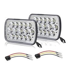 2PC 45w Rectangle 7x6 5x7 Inch Headlights 6052 6054 H5054 H6054 Black LJ01