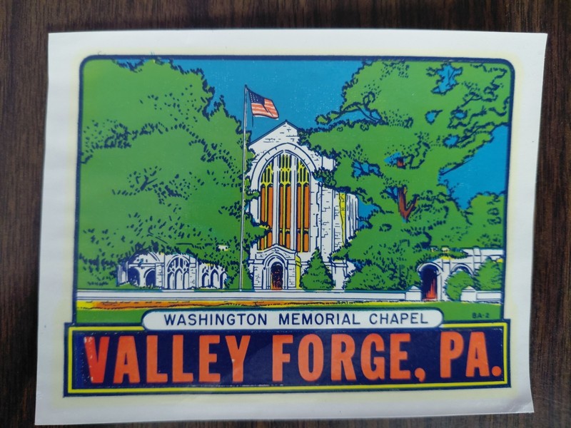 Decal Valley Forge PA Washington Memorial Chapel Travel Auto Souvenir Vintage