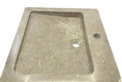 Signature Hardware Square Polished Travertine Vessel Sink   Beige