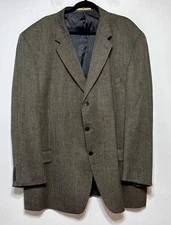 Joseph Abboud x Mark Shale 52L Sport Coat Wool Silk Charcoal Micro Houndstooth