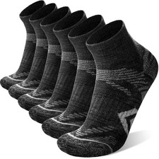 6 Pairs Merino Wool Quarter Ankle Hiking Running Socks Compression Thermal Th...