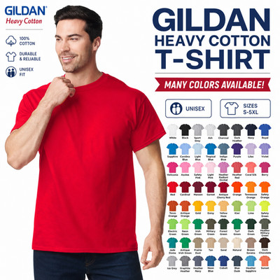 Gildan Mens Plain T Shirts Solid Cotton Short Sleeve Blank Tee Top Shirts G500