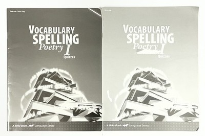 Abeka Vocabulary Spelling Poetry I 1 Quizzes and Quiz Key 3rd edition