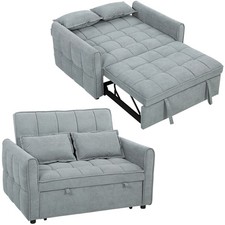 HOMCOM 2 Seater Sofa Bed, 3-in-1 Sleeper Sofa with Adjustable Backrest
