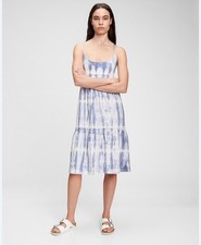 GAP Racerback Tiered Midi Dress Tie Dye Blue Size XL New with Tags!