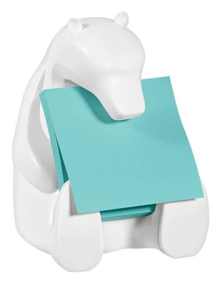 Post-it® Z-Notes Dispenser Bär Weiß + Super Sticky Blau Haftnotizen 76x76mm
