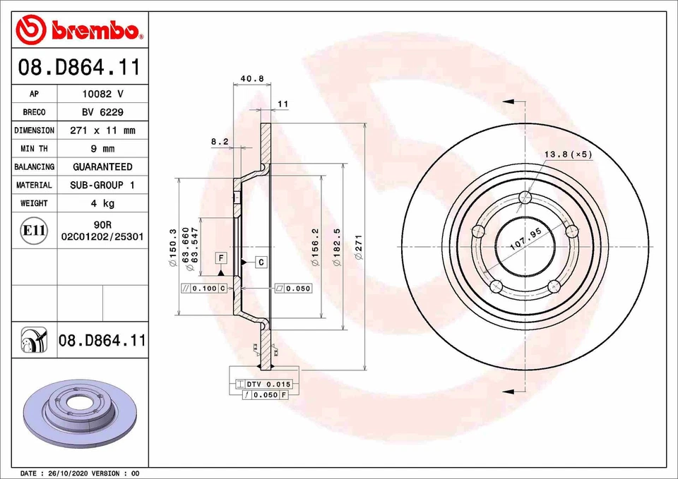 2x BRAKE DISC 08.D864.11 FOR FORD FOCUS/IV/Turnier M0DC/SFDC 1.0L R0DB 1.0L 3cyl - Image 2 of 4