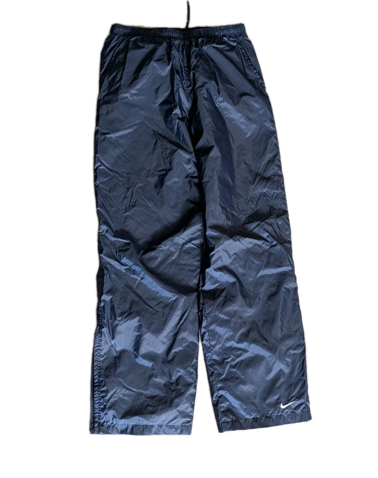 Vintage Nike Y2K Gray Tag Drill Pants Baggy Track Navy Blue Lined Size M EUC