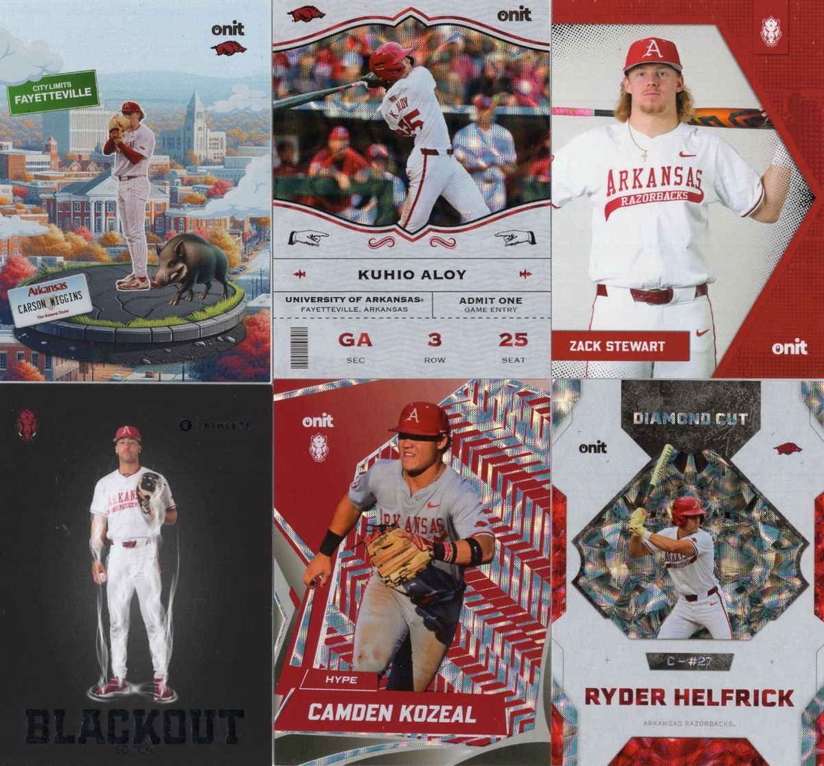 2026 ONIT Athlete Arkansas Razorbacks Baseball Team Trading Cards
