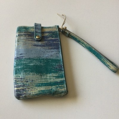 HOBO KING LEATHER WRISTLET WALLET IN CRACKED GLASS GREEN BLUE NWOT