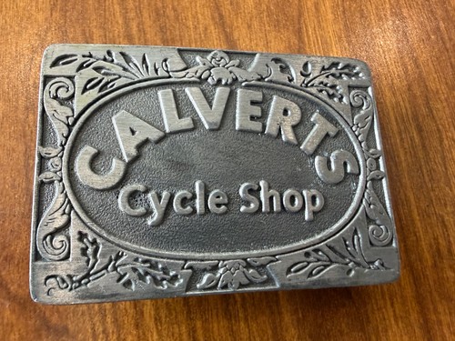 Calverts Cycle Shop 3" Belt Buckle Vintage Motorcycle Louisville Kentucky