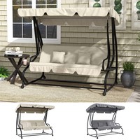 3 Seater Garden Swing Chair 2-in-1 Hammock Bed w/ Tilting Canopy