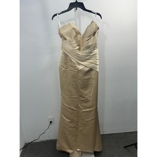 Wedding Dress Champagne Gold Satin Strapless MermaidLace Up Corset Back