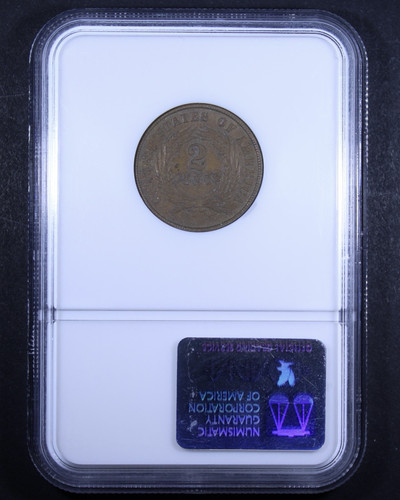 1865 Two Cent Piece (Fancy 5) - 2c NGC MS64 BN - Brown - Sharp Details! - Picture 2 of 8