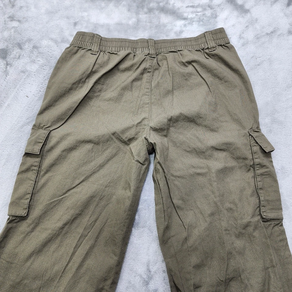 Pantalones H&M Divididos Para Mujer 6 Verde Tiro Medio Pierna Ancha Carga Utilidad Algodón Sueltos Foto 4 de 4